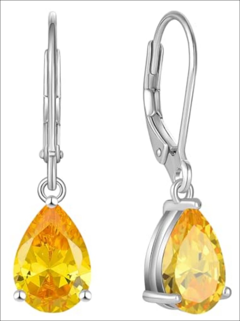 925 Sterling Silver Teardrop Dangle Earrings Leverback Created Topaz
